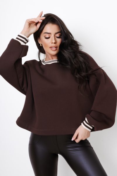 Bluza dekolt ściągacz – Czekolada, UNI
