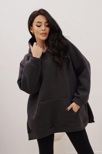Bluza kangurka na meszku – Grafit, UNI