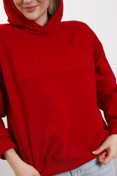 Bluza kaptur NY – Czerwony, UNI