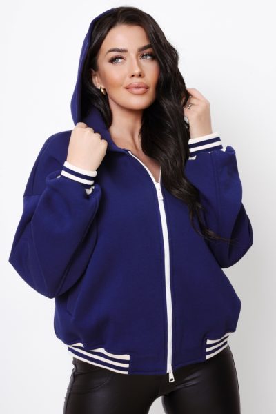 Bluza kaptur zamek ściągacze – Granat, S/M