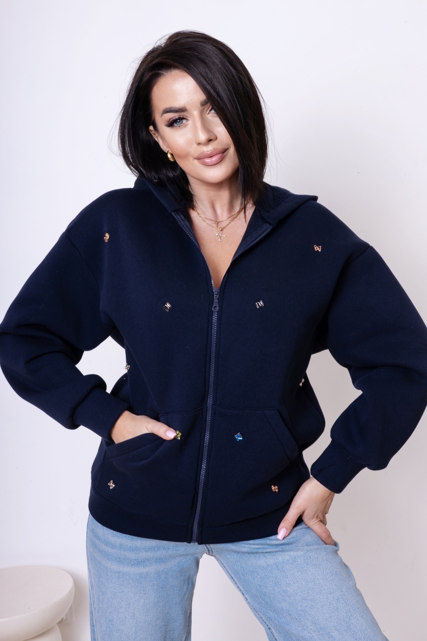 Bluza rozpinana szklane motylki RISSKIO – Granat, S