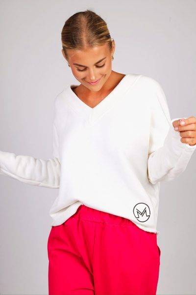 Bluza szarpany dół haft M – UNI, Ecru