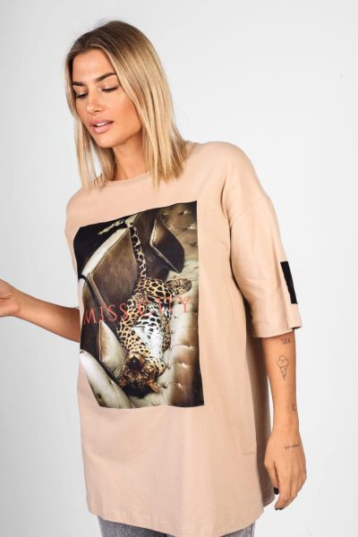 Bluzka leopard – UNI, Beż