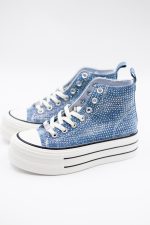 Buty tenisówki za kostkę diamenciki – Niebieski, 36