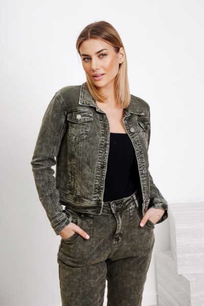 Katana jeans dekatyzowana – Oliwka, S