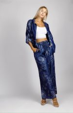 Komplet jeans srebrne róże