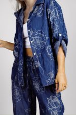 Komplet jeans srebrne róże