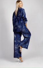 Komplet jeans srebrne róże