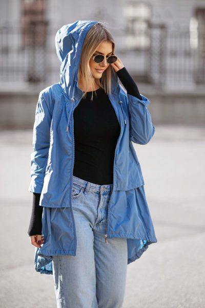 Kurtka parka ściągany dół – Niebieski, UNI