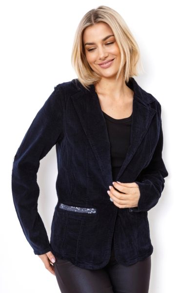 Marynarka sztruks cekinowe wstawki – Granat, L