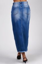Spódnica jeans rozcięcie szarpane
