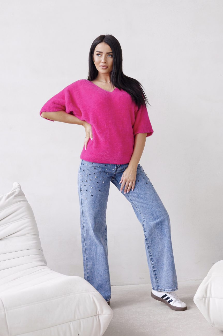Spodnie jeans kamienie RISSKIO – Niebieski, S