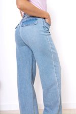 Spodnie jeans szeroka nogawka – Jasny niebieski, S