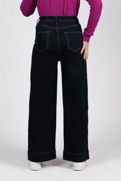 Spodnie jeans szeroka podwijana nogawka M’Sara – XL, Granat