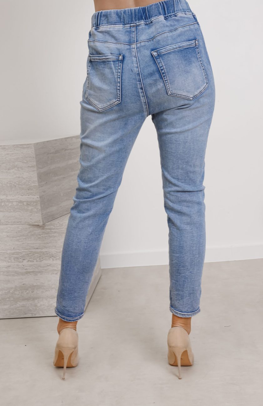 Spodnie jeans sznurówka kieszeń zamek