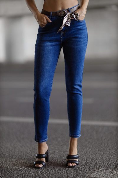 Spodnie jeans wstążka – XS, Granat