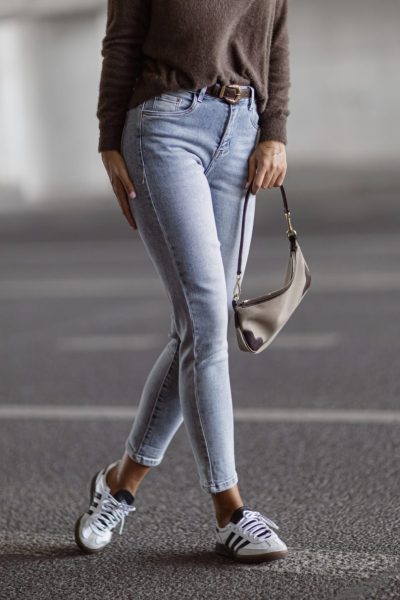 Spodnie jeans wysoki stan M’Sara – M, Niebieski