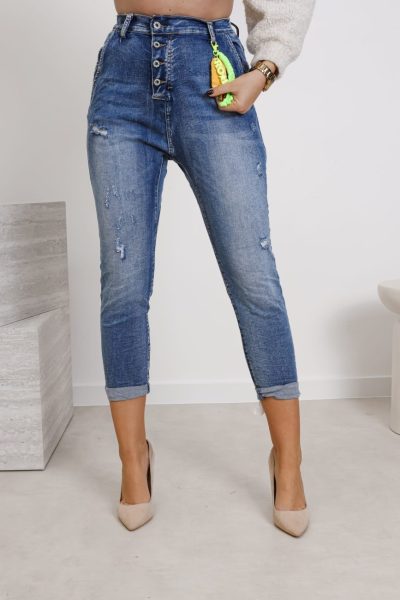 Spodnie jeans zawieszka ROL – Niebieski, XS