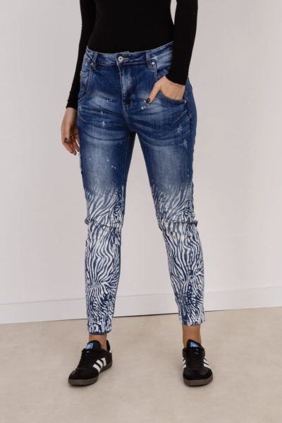 Spodnie jeans zebra niebieski s – Niebieski, S