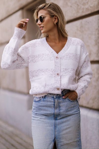 Sweter guziki pasy – UNI, Czekolada