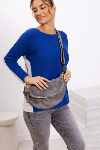 Sweter kaszmir dwukolorowy – Chaber/szary, UNI