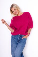 Sweter krótki rękaw alpaka – Wino, UNI