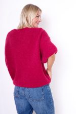 Sweter krótki rękaw alpaka – Wino, UNI