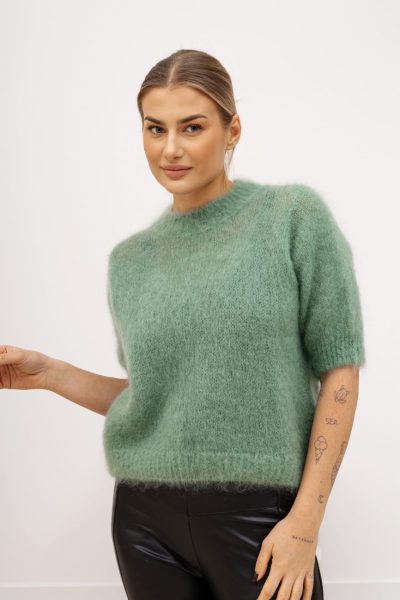 Sweter moher rękaw 3/4 – Pistacja, UNI