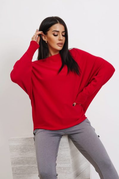 Sweter nietoperz gładki – Malina, UNI