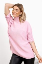 Sweter stójka krótki rękaw ściągacz