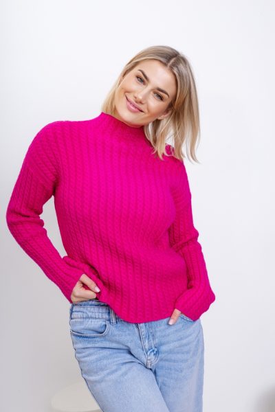 Sweter warkoczyki – Fuksja, UNI