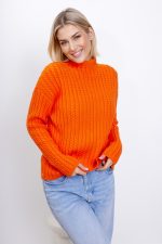 Sweter warkoczyki – Pomarańczowy, UNI