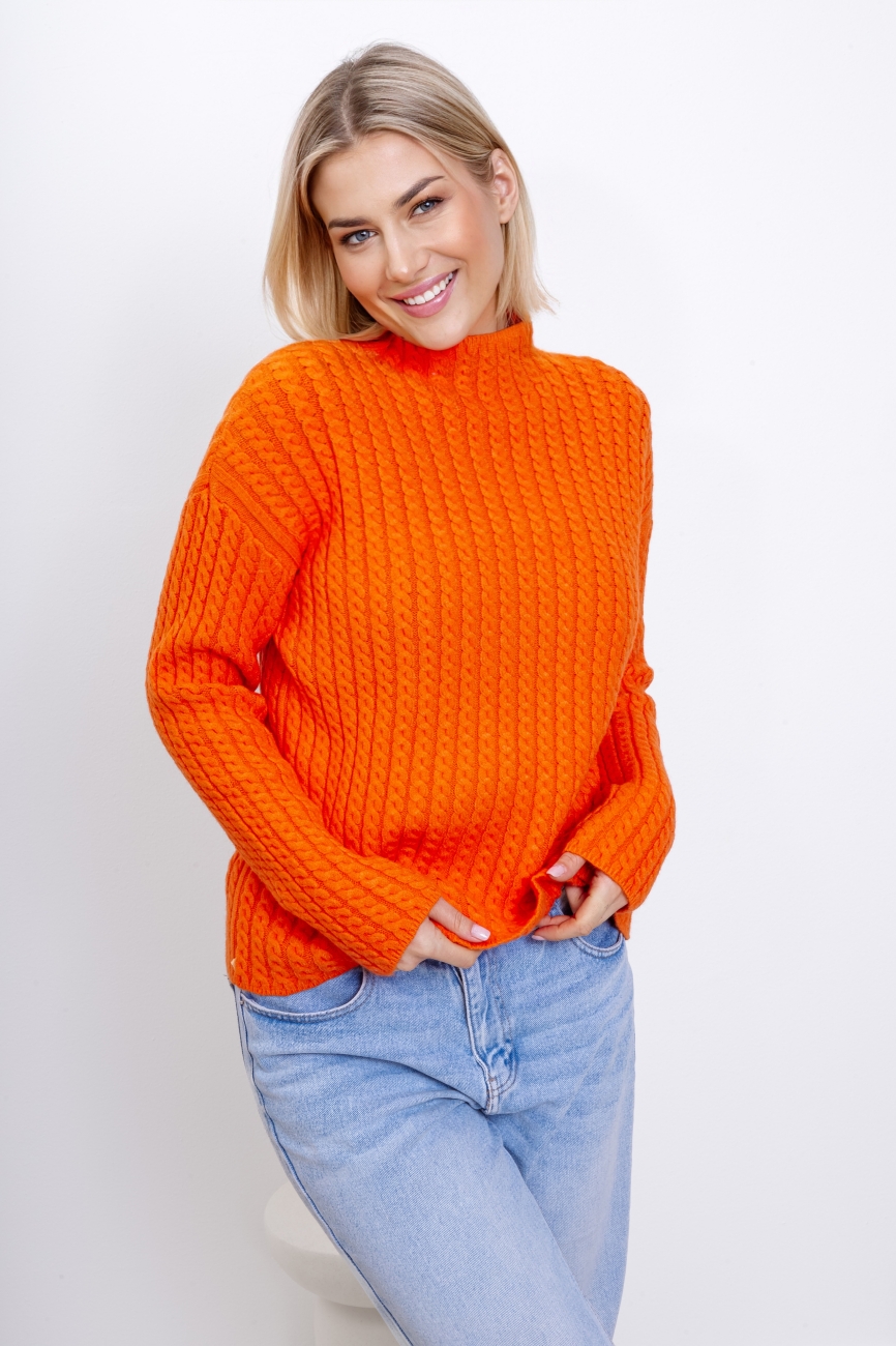Sweter warkoczyki – Pomarańczowy, UNI