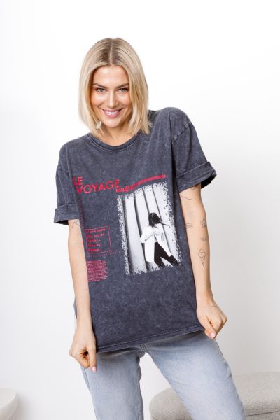 T-shirt dekatyzowany Le Voyage magique – Grafit, UNI