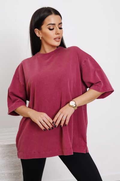 T-shirt dekatyzowany oversize – Wino, UNI