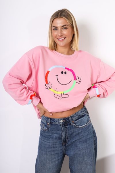 Bluza emotka Smile – Różowy, UNI