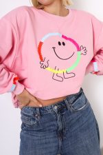 Bluza emotka Smile – Różowy, UNI