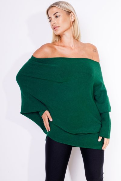 Sweter dzianina asymetryczny – Butelkowy, UNI
