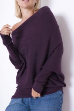 Sweter dzianina asymetryczny – Śliwka, UNI