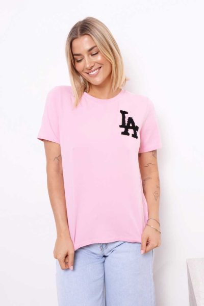T-shirt LA – Różowy, UNI