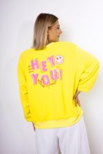 Bluza emotka Hey You – neon żółty, UNI