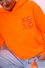 Bluza kaptur emotka XoXo mała – Pomarańcz neon, UNI