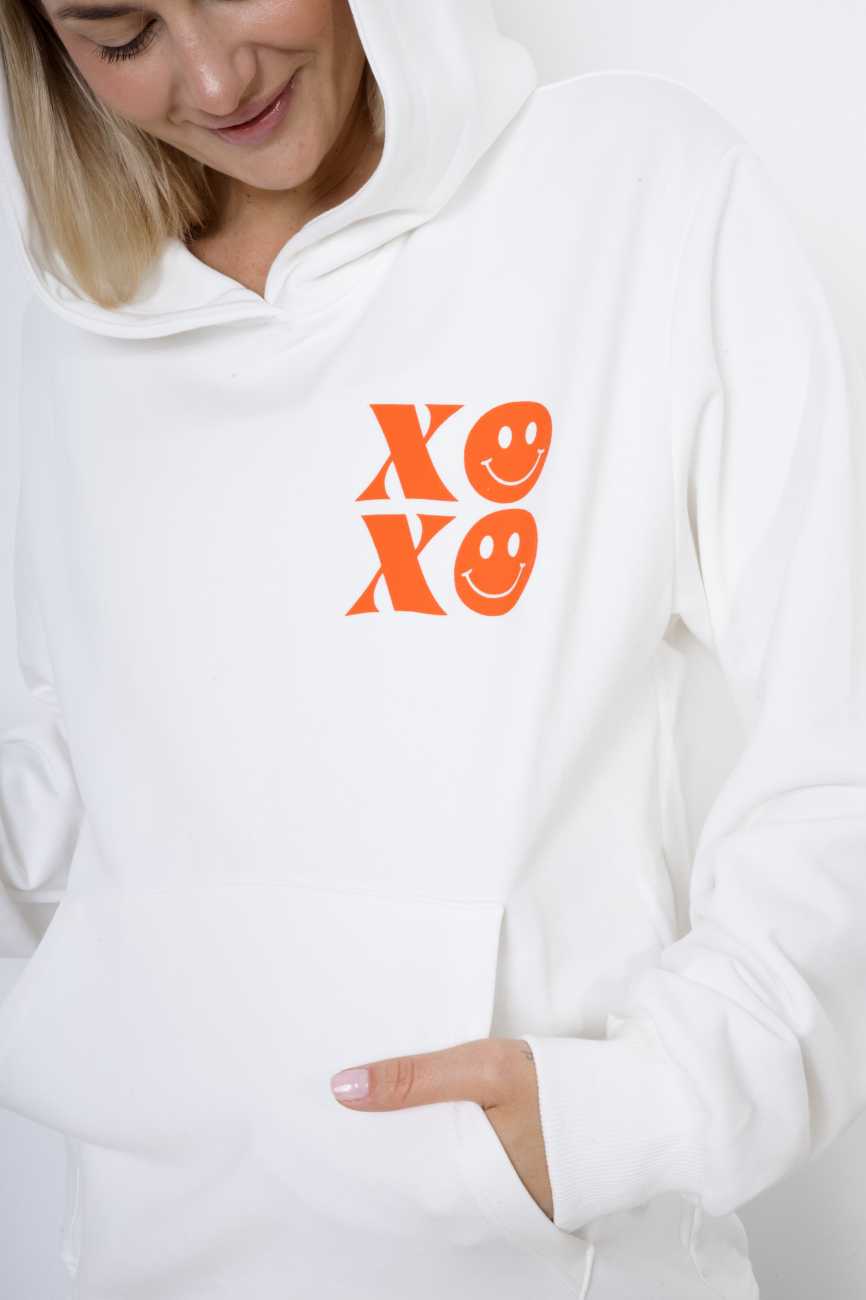 Bluza kaptur emotki XoXo – Ecru, UNI
