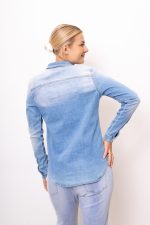 Koszula jeans kwatki perełki – Niebieski, S