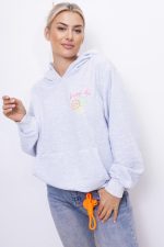 Bluza kaptur emotka Happy Life – Szary, UNI