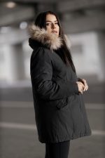 Kurtka parka kaptur futerko – Czarny, L