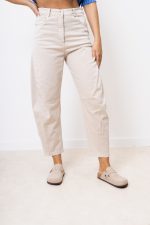 Spodnie jeans przeszycie – Beż, S