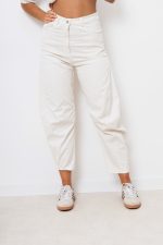 Spodnie jeans przeszycie – Ecru, S