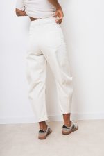 Spodnie jeans przeszycie – Ecru, S