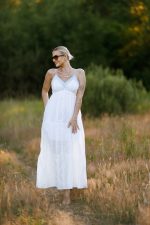 Sukienka dekolt jeans – Biały, S/M